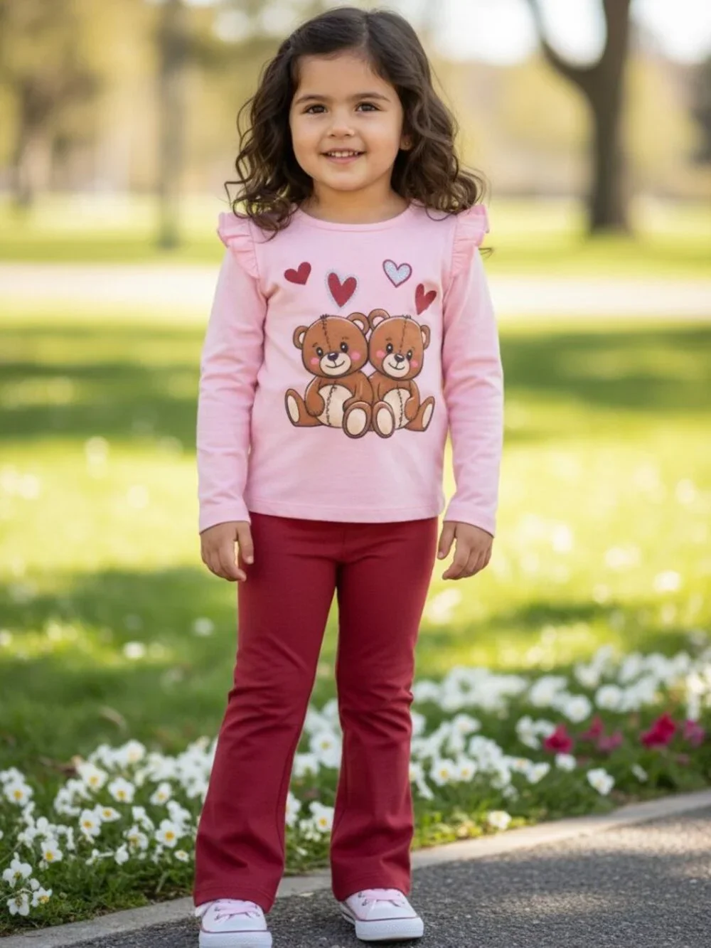 Pink Velvet Girls Teddy Bear 2PC Pant Set Size 4T